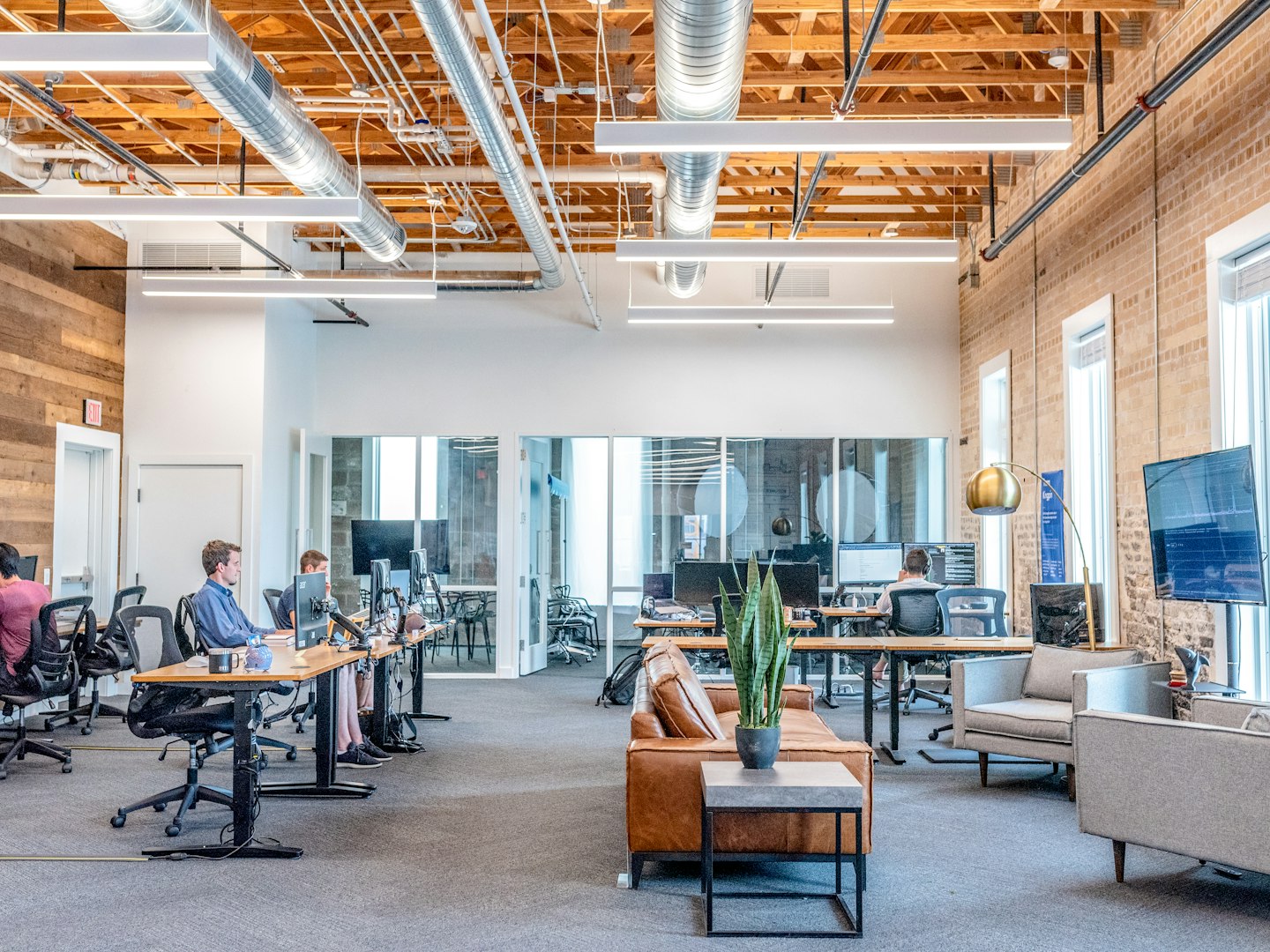 Employees in open space office.